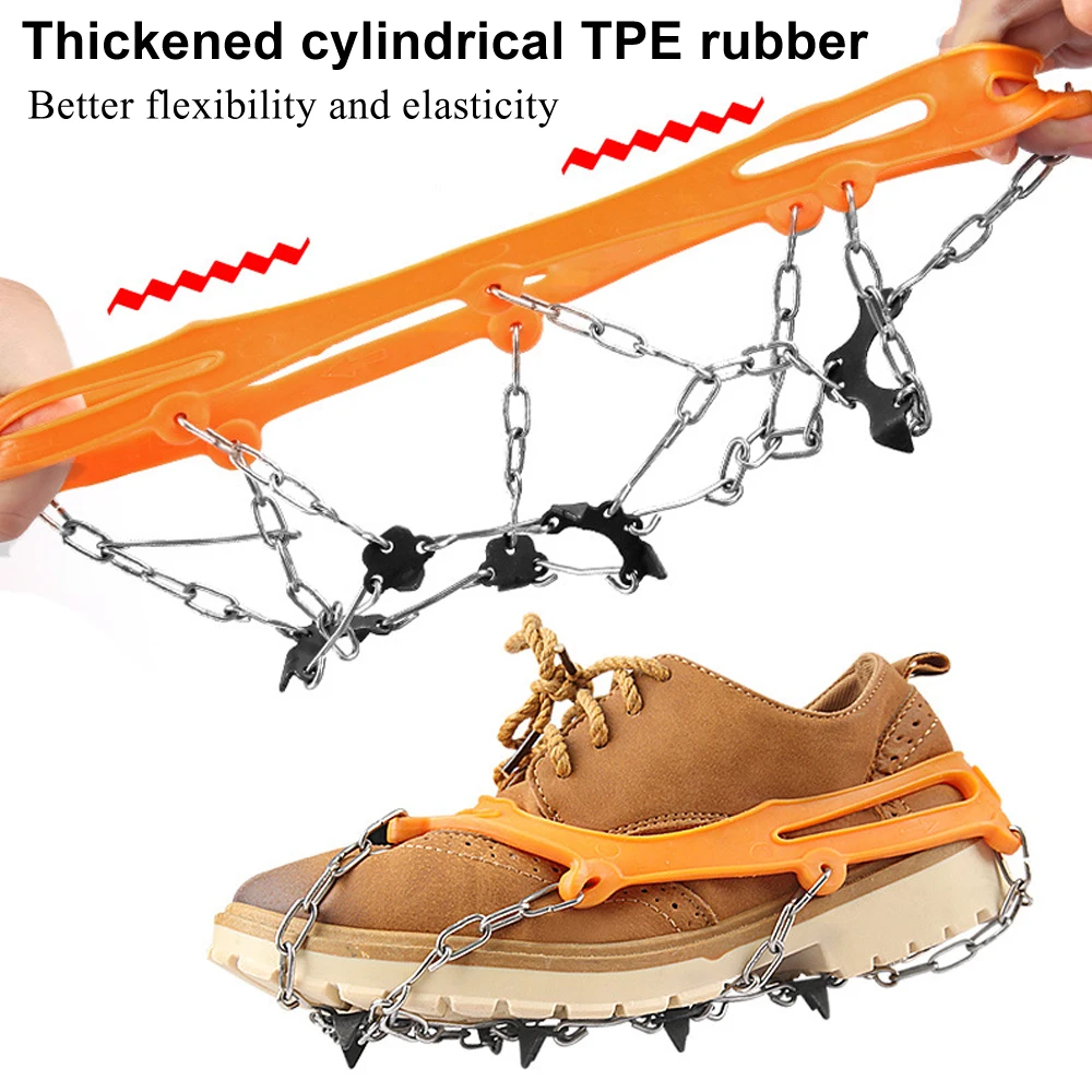 High quality 8-Steel Studs Crampons Snow Grips Cleats for Ice and Snow Anti-Slip Rubber Traction Cleats Hiking Walking Climbing