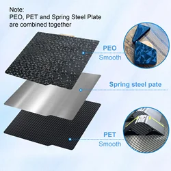 Enhanced Build Plate for 3D Printer - 257x257mm Spring Steel Sheet with PEI Coating (PET PEO)