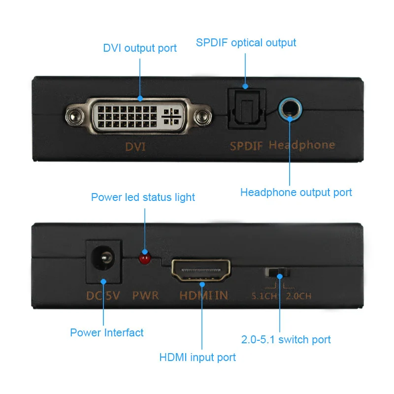 HDMI to DVI Converter Adapter with Optical output and 3.5mm Audio Jack For HDTV Projector PS4 TV BOX