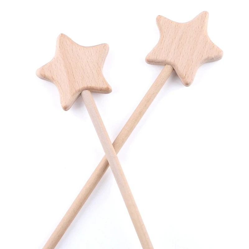 

Star Rodent Toy Rod For Star Toy Toys Moon Girl Waldorf 2PC Kids Wands Five-pointed Heart Beech Wooden Baby Product Diy Magic