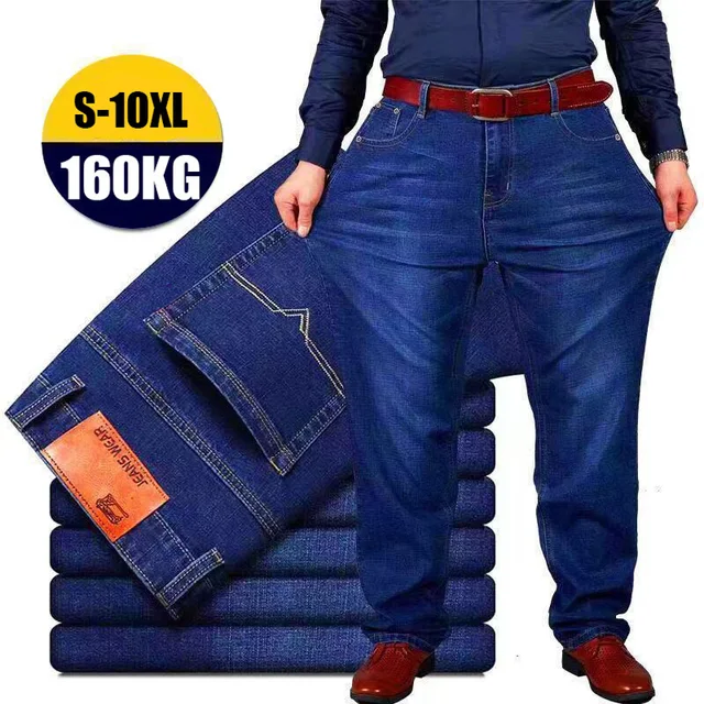 Мужские джинсы большого размера, джинсовые брюки, модные мужские Мешковатые повседневные брюки в Корейском стиле 10XL, уличная одежда, широкие джинсы, мужские брюки, мужская одежда 1