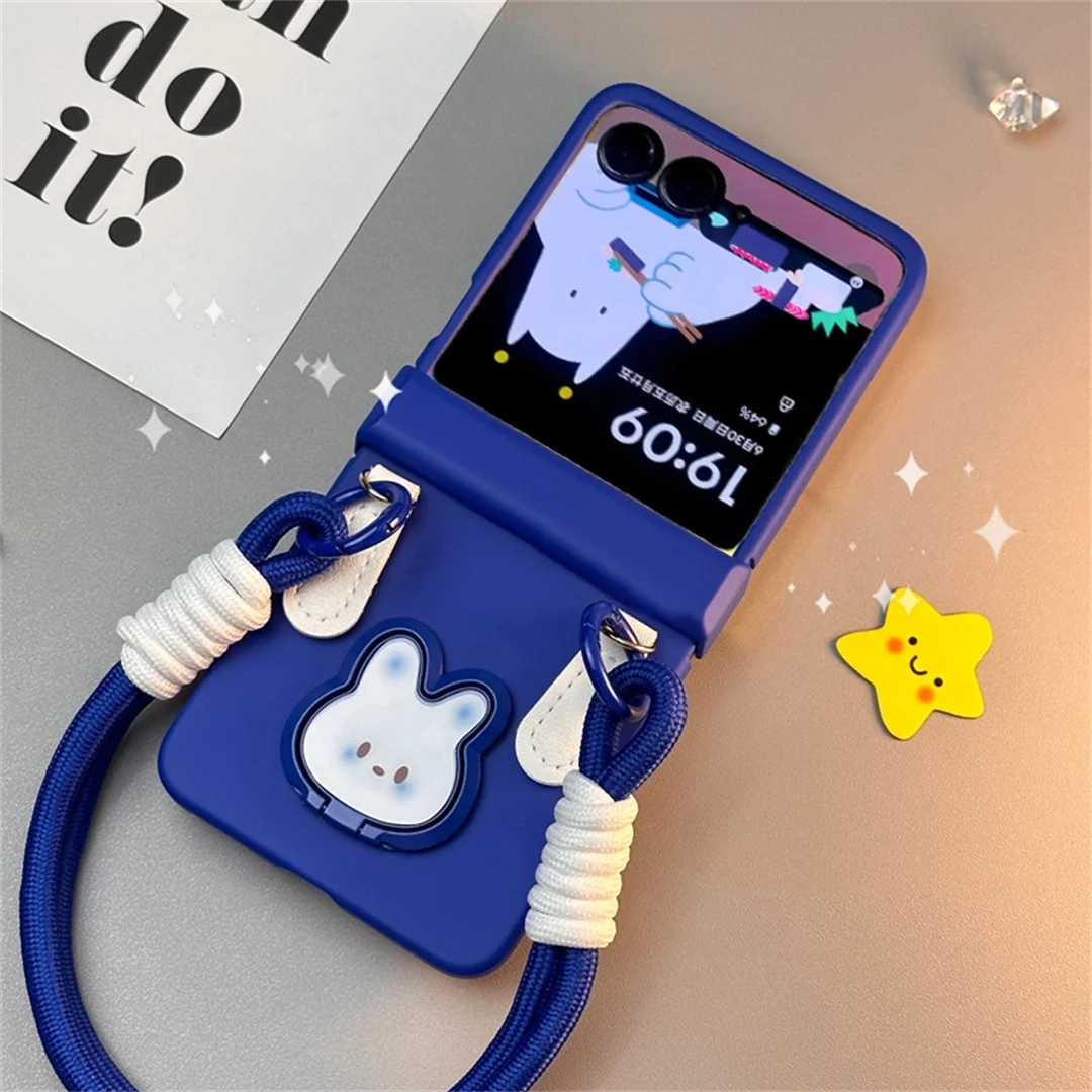 Chic Rabbit Design Portable Phone Case with Ring Holder and Strap