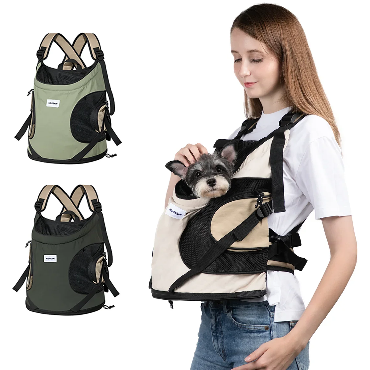 Pet Carrier Bag Pet Carrier Backpack Pet Bag HiDREAM Puppy Kitten Travel Chest Sling Bag Pet Front Cat Dog Carrier Breathable Canvas Portable Backpack Cross Shoulder Strap