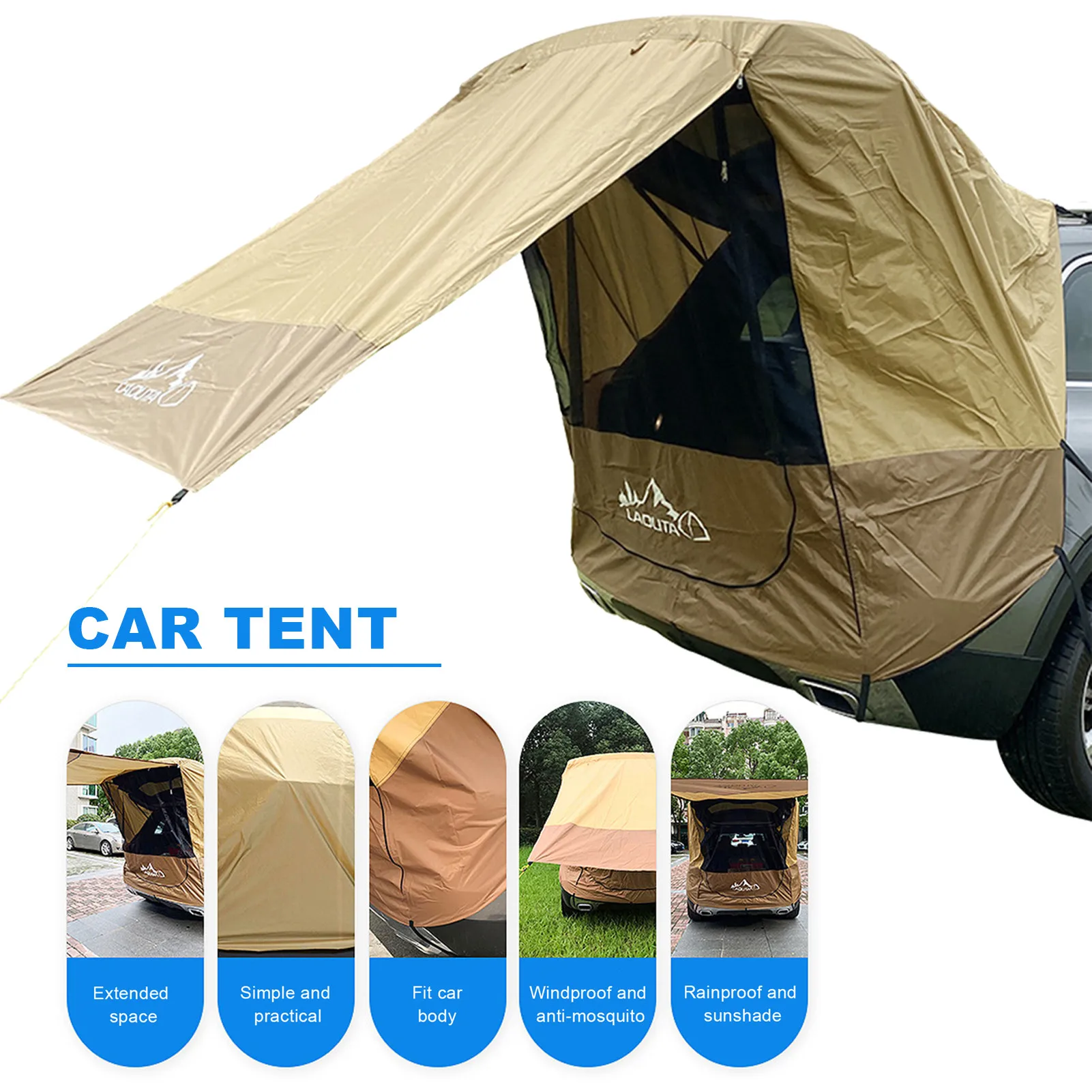 

Car Trunk Tent Sunshade Rainproof Tour Barbecue Outdoor Self-driving Tour Polyester Car Tail Extension Tent Car Tabernacle