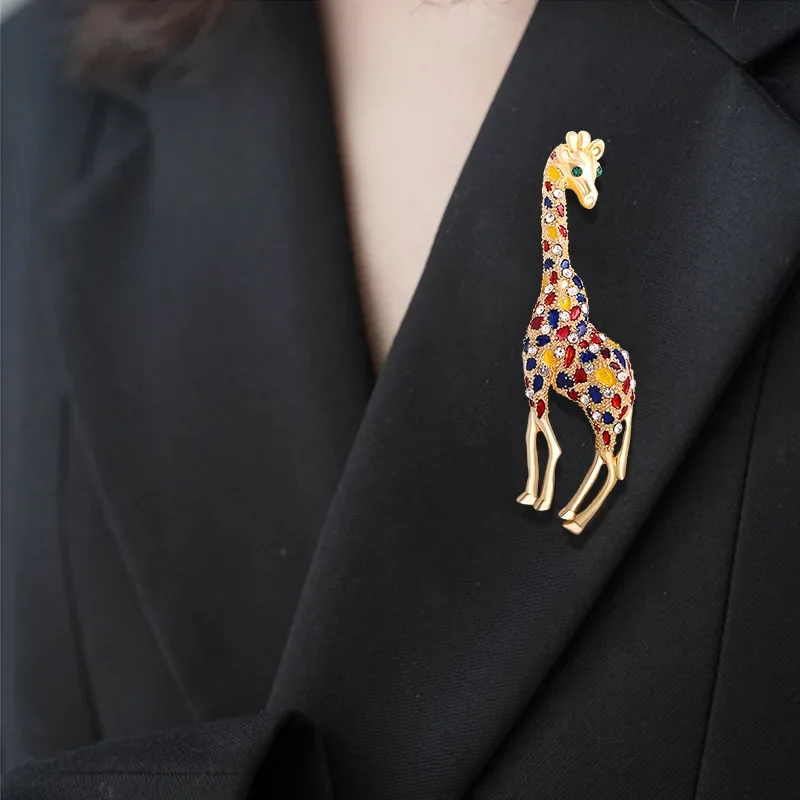 Spilla A Forma Di Giraffa Con Strass - Accessorio Moda Per Cappelli, Vestiti, Donore E Ragazze - Foto 5