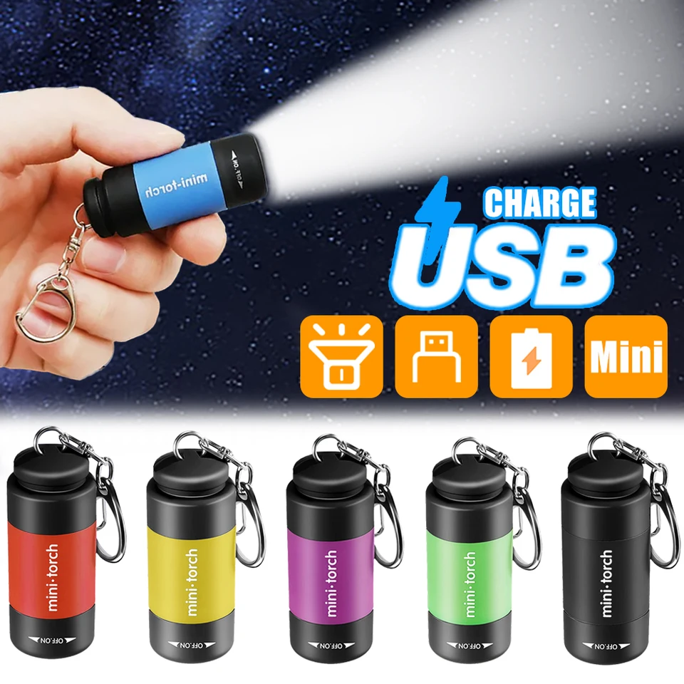 Mini torcia portachiavi - Ricaricabile - Alta luminosità - Torcia portatile - Adatta per la notte, la corsa, le passeggiate - Gialla | Leroy Merlin