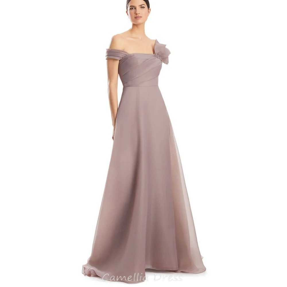 Abiti Personalizzati per la Madre della Sposa, Vestiti Formali Linea A, Abito da Cerimonia Monospalla con Perline, Abiti Vintage per Invitate al Matrimonio