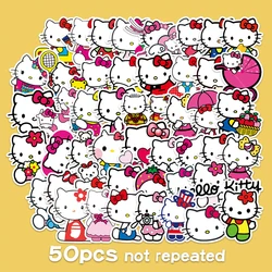 Autocollants de dessin animé Hello Kitty Kawaii 10/30/50/100 pièces, pour téléphone portable, tasse d'eau, réfrigérateur, bagages, jouets pour enfants, cadeau 