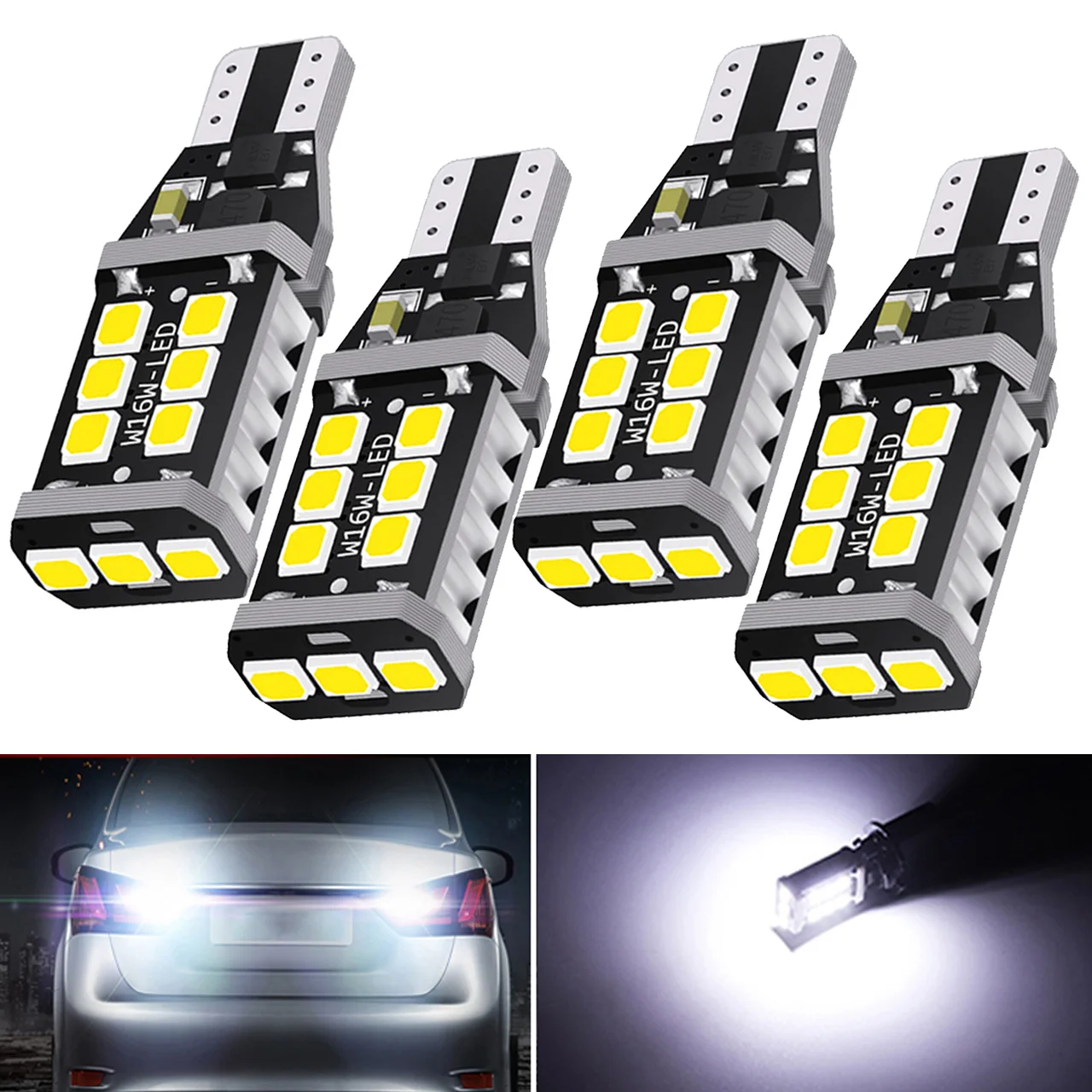 

4x T15 W16W LED Car Tail Bulb Brake Light Canbus No Error 15SMD 2835 Auto Reverse Lamp Turn Signals Red White Yellow Orange 12V