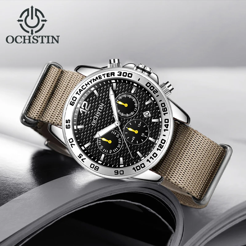OCHSTIN creative nylon series multi-function quartz core new personalized 2024 men's quartz watch men's waterproof wristwatch