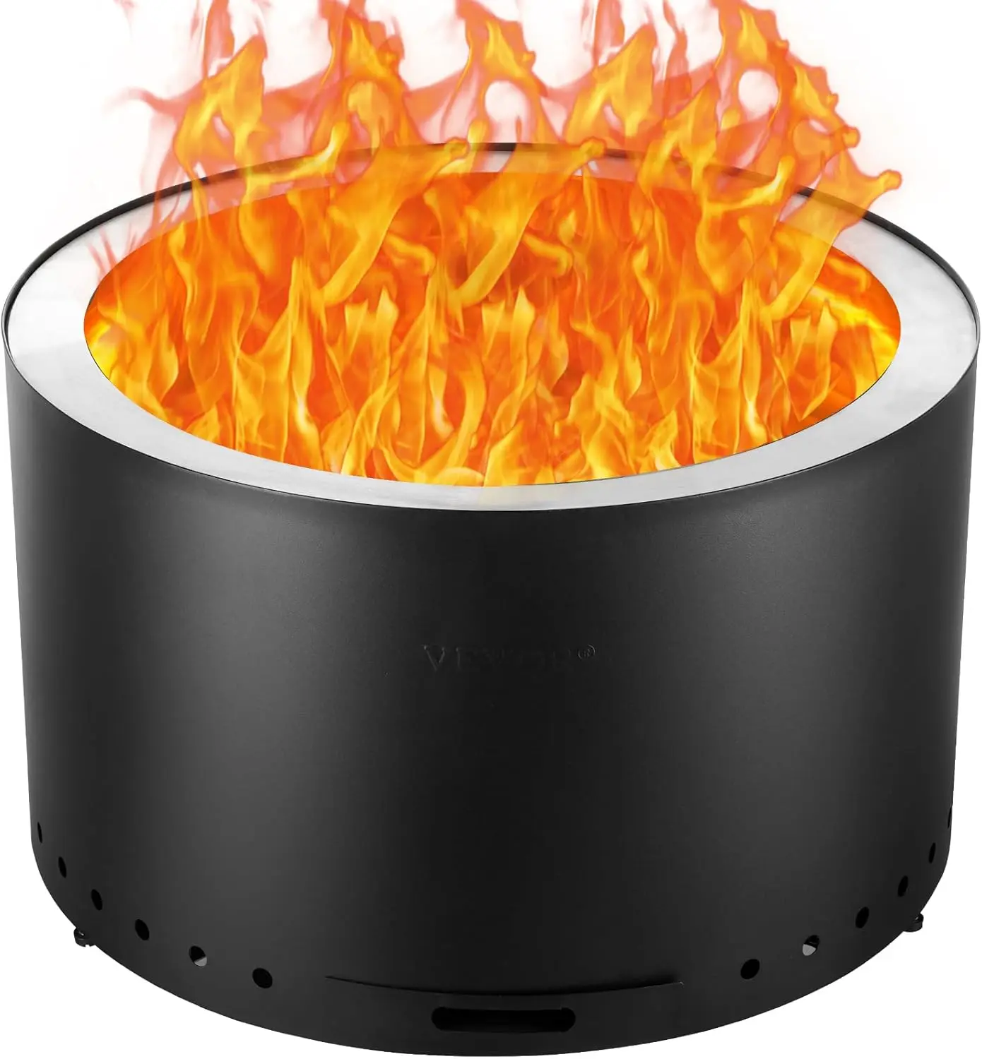 28 inch Smokeless Fire Pit Stove Bonfire, Wood Burning Fireplaces with Removable Ash Pan, SUS430 Stainless Steel