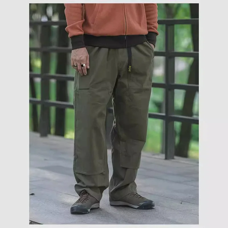 Climbing Pants 280g Oxford Spun Pure Cotton Canvas Encrypted Pearl Sail Dual Keens Men Outdoor Trekking Camping Casual Trousers
