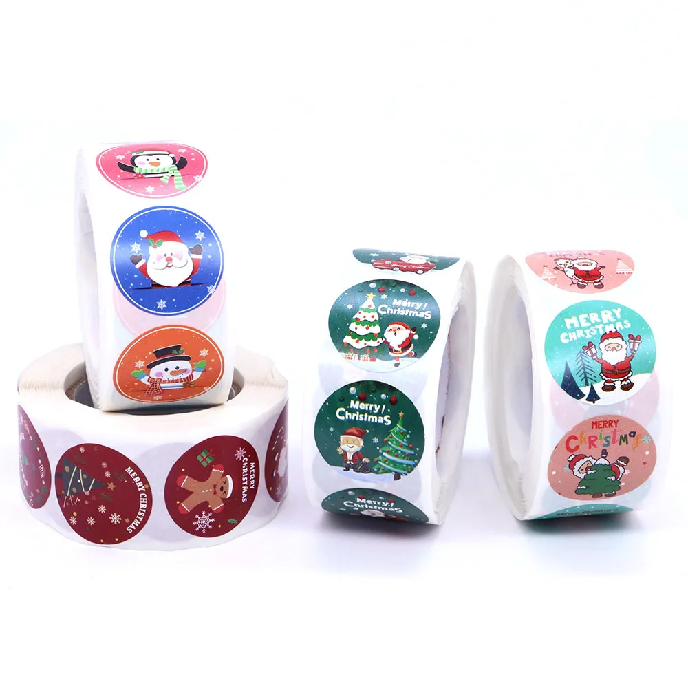 Decorative Stickers Self Adhesive Stickers Adhesive Stickers Decorative Labels Stickers Gift Box Stickers 500Pcs/Roll Christmas Sticker Labels 1 Inch Round Merry Xmas Decorative Envelope Seals Stickers for DIY Cards Gift Boxes Tags