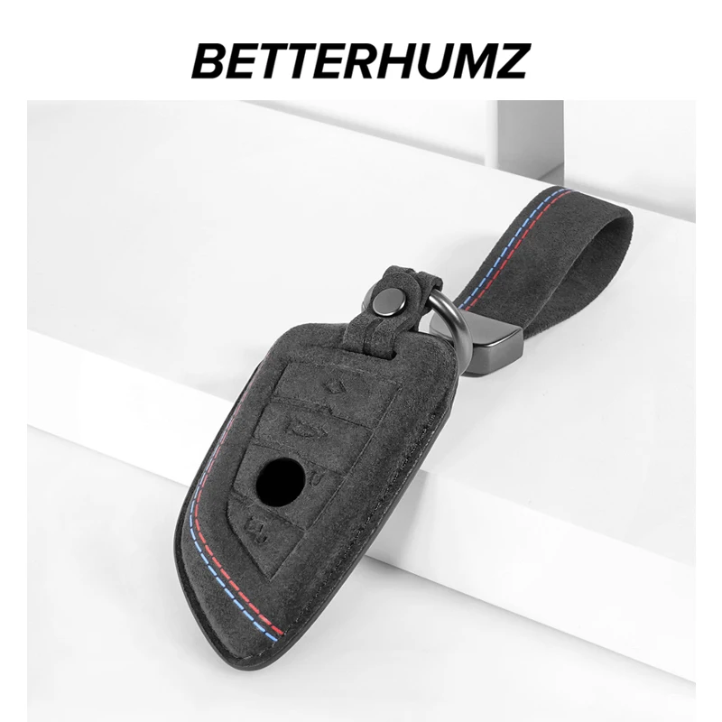 알칸타라 자동차 키 케이스 커버 키체인, BMW F30 F31 F32 F34 F20 F10 G20 G30 F40 i8 1 3 5 7 시리즈 X1 X3 X5 F15 M3 M4