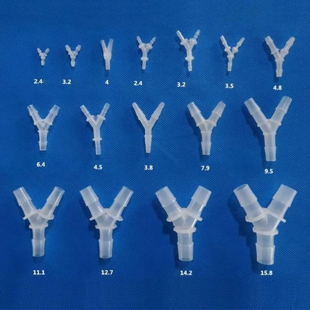 10Pcs 내구성 2.4-15.8mm Y 형 티 커넥터 플라스틱 PP PE 3 웨이 커넥터 수족관 물고기 탱크 피팅 용 소프트 호스 피팅