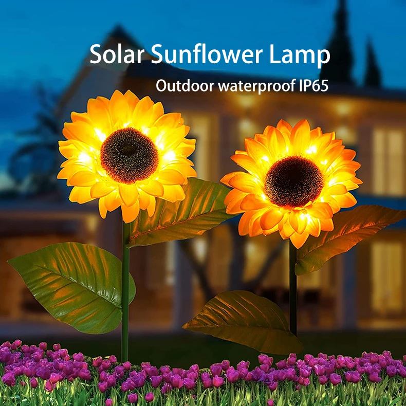 Outdoor Solar Garland Sunflower Lamp Solar Lighting For Garden Led Light Garlands Outdoor Lights Waterproof Garden Decoration solar stake lights