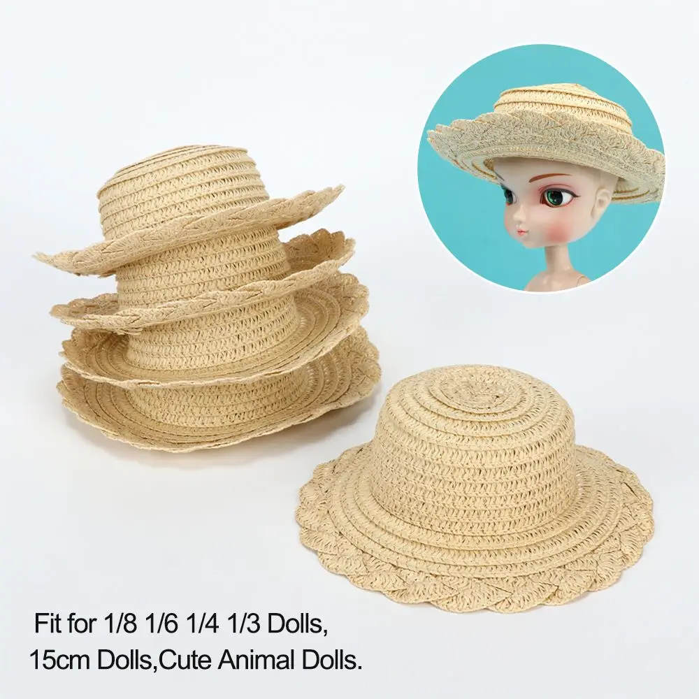 

Mini Handmade Dollhouse Lace Straw Hat for 1/8 1/6 1/4 1/3 Doll Ob11 Dolls Hat Accessories Doll House Ornament Hand Weaved Hats