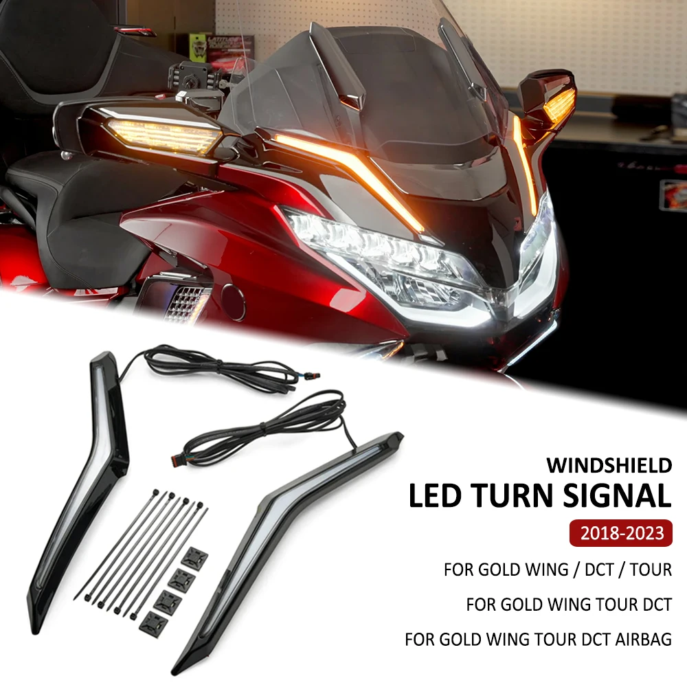 Motorcycle LED Lights Motorcycle Accessories Motorcycle Strike Windshield Trim Lamp Turn Signal Brake LED Light For Honda Gold Wing GL 1800 GL1800 Tour DCT Airbag