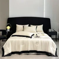 Couette brodée pour lit, couvre-lit, couverture soyeuse, literie de luxe, refroidissement par glace lisse, été, 100% lavable 1