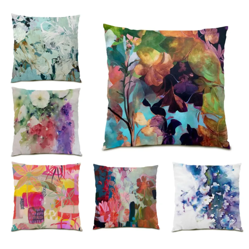 

Sofa Pillow Cover Living Room Decoration Leaves Printing Cushion Cover 45x45CM Polyester Linen Throw Pillow Covers Velvet E0488