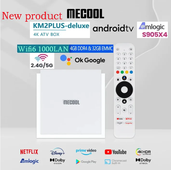 Фото [Подлинный] Mecool KM2 Plus/Роскошная стандартная Смарт ТВ-приставка 4K, сертифицированная Google Netflix, 2/4 ГБ 16/32 ГБ, Φ WF6 USB3.0 100/1000M LAN №3