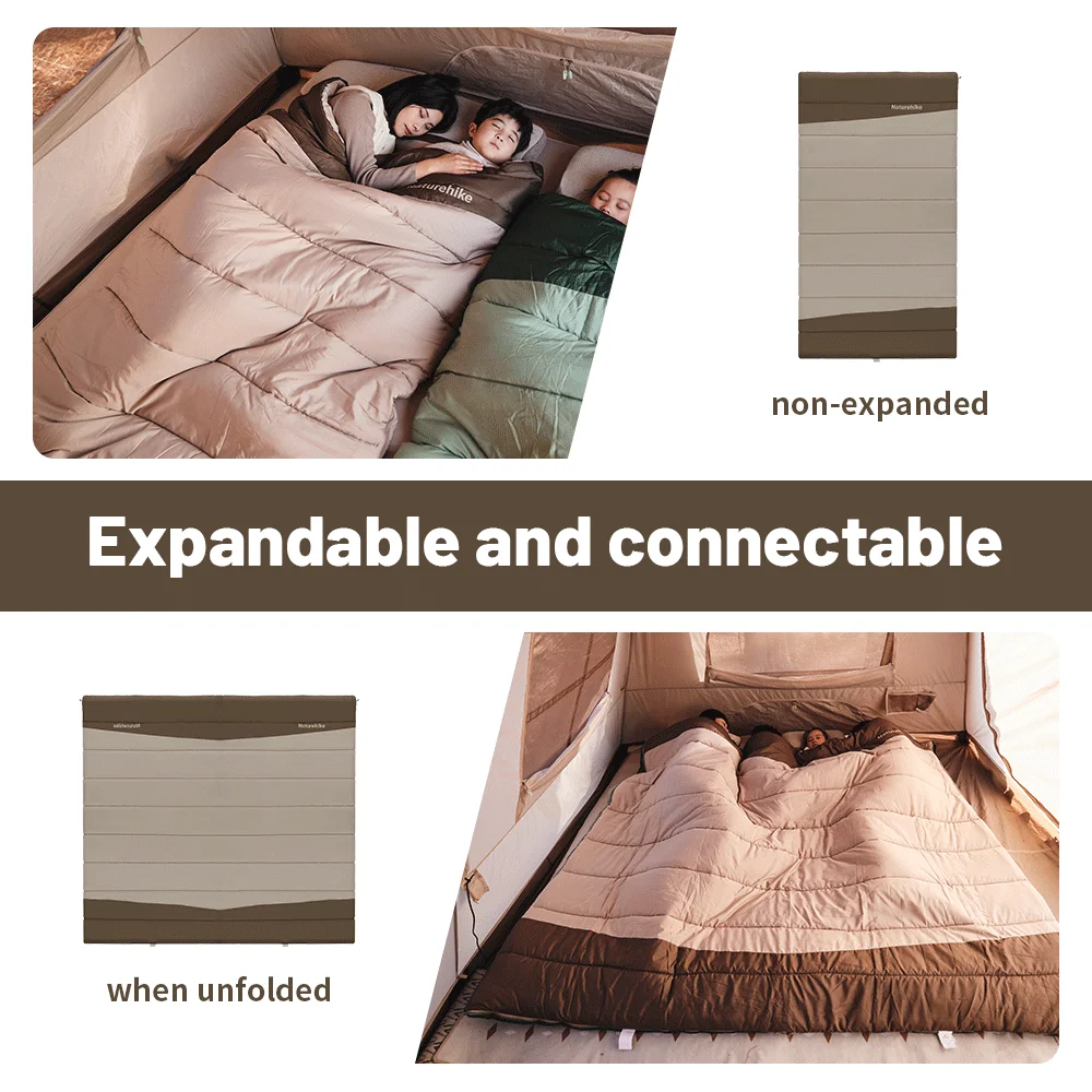 Naturehike YC300 Sleeping Bag Ultralight Envelope Type Double Sleeping Bag Spring Autumn 2 In 1 Camping Cotton