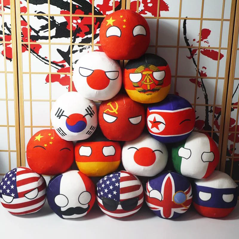 

10-30CM Smile Face Polandball Plush Kawaii Cushion Toys Stuffed Soft Anime Country Ball Plush Pillow National Flag Toys for Kids