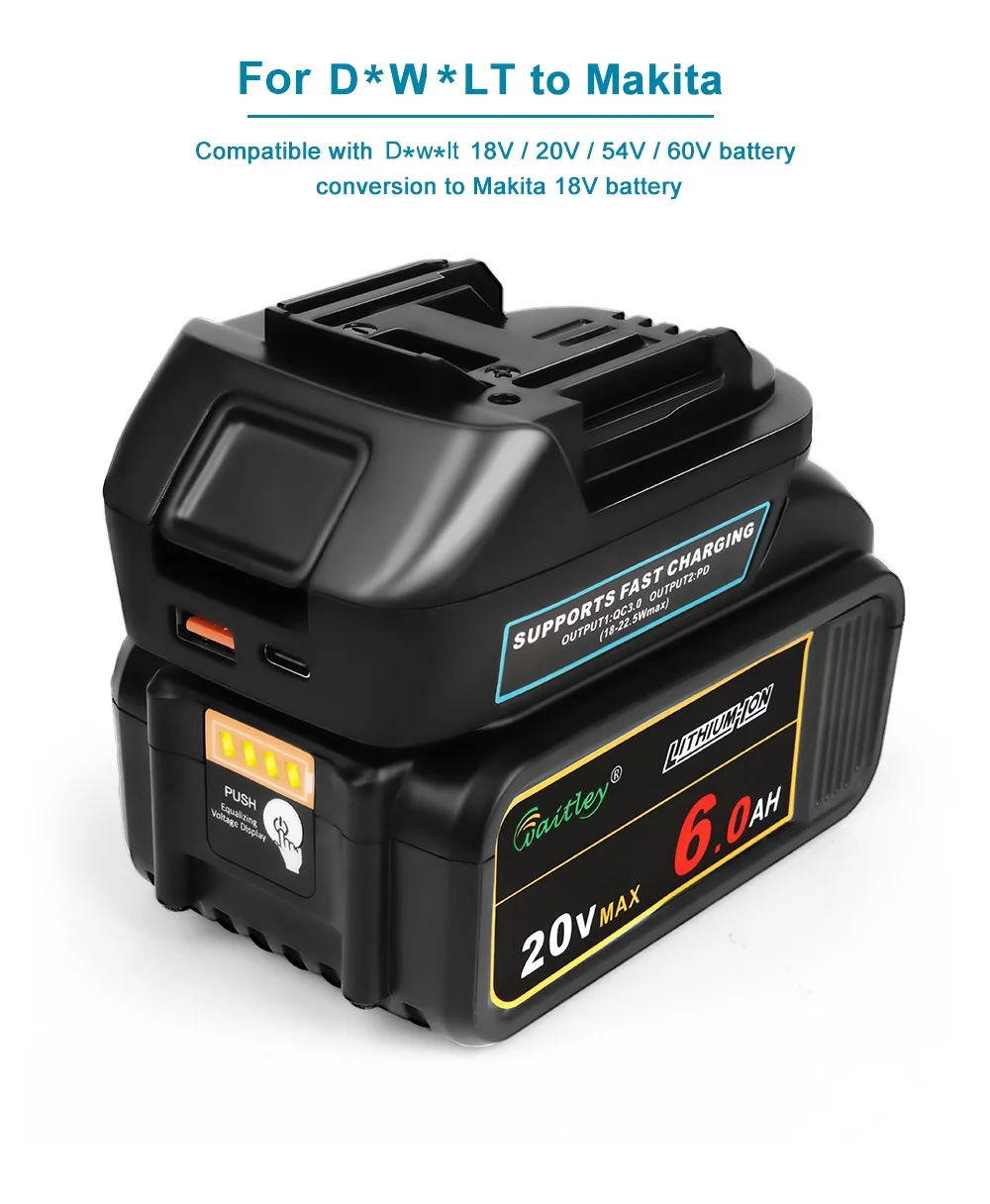 Battery Adapter for DEWALT or Milwaukee conversion to Makita Batteries MAKITA Po