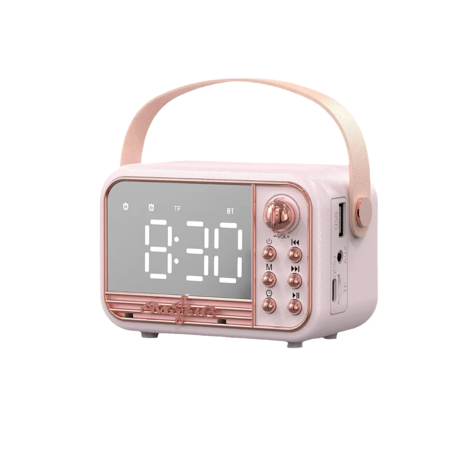 Bluetooth Alarm Clock Speaker S11 New Handheld Retro Style Desktop Alarm Clock European Speaker Pink 5