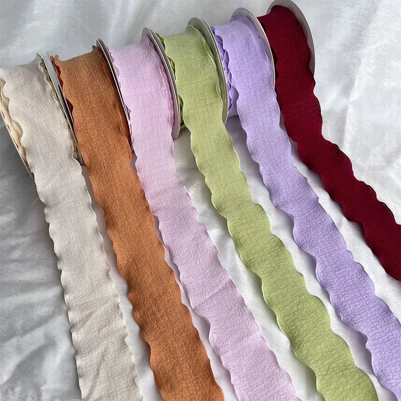 10 Meters Handmade Frayed Edged Chiffon Silk Ribbons DIY Wedding Invitation Wrapping Bouquets Gift Packaging Party Decorations