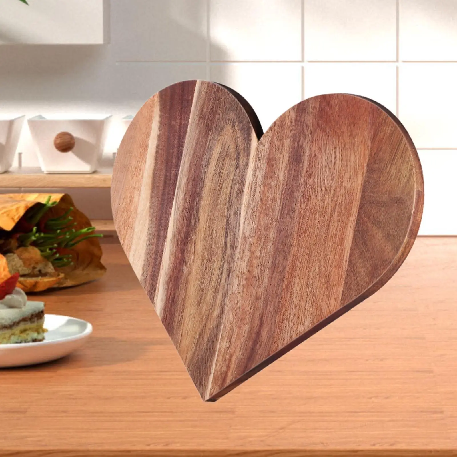 Wooden Heart Shaped Cutting Board 35.5x29.5cm for Valentine’S Dinner Smooth Surface Multipurpose Portable Serving Platter Wooden Heart Shaped Cutting Board 35.5x29.5cm for Valentine’S Dinner Smooth Surface Multipurpose Portable Serving Platter