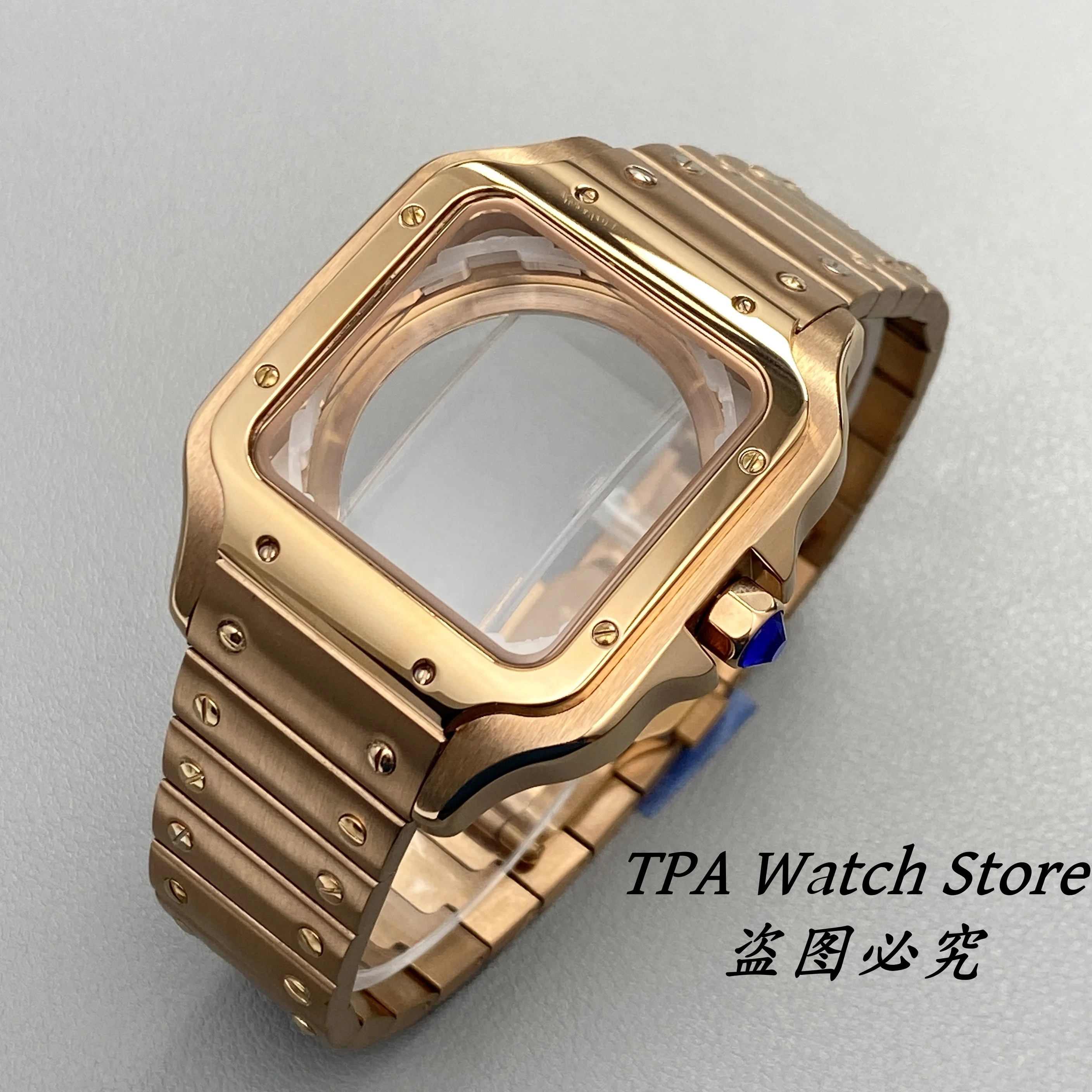PVD Black Stainless Steel Square Watch Case - 38mm