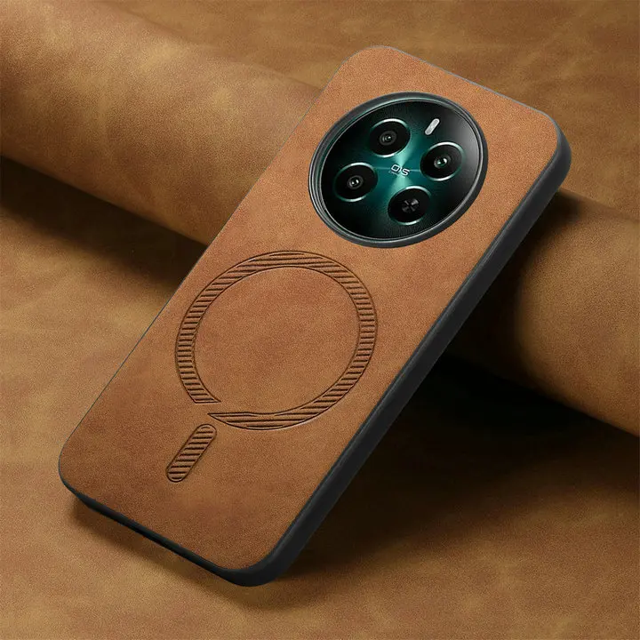 Luxury Leather Magnetic Back Panel Case with Wireless Charging Capability