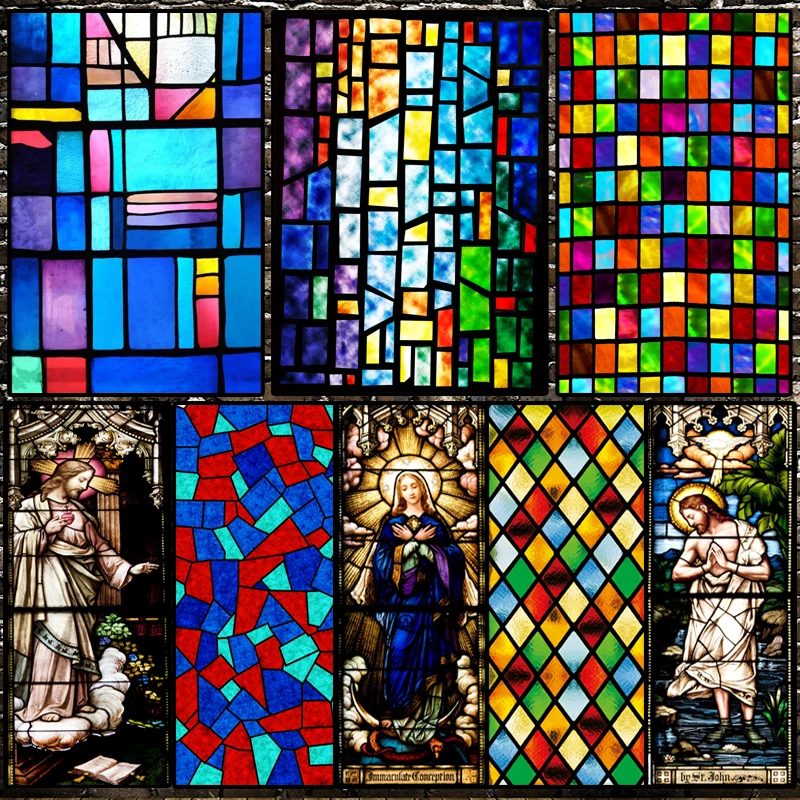 1 Roll Stained Glass Window Decoration Sticker Film Htv Heat Transfer Vinyl For Privacy Window Film Church Decoration Glass Decorative Films Aliexpress