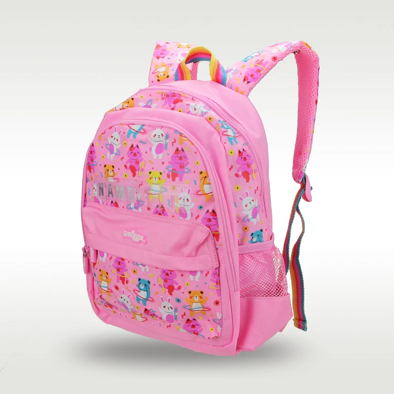 Australia Smiggle Original Children's Schoolbag Girl Backpack Pink Bear Name Learning Stationery 4-7 Years Old 14 Inches