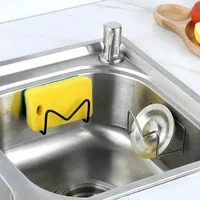 Stainless Steel Sink Sponges Holder Kitchen Self Adhesive Drain Drying Shelf Kitchen Accessories 3
