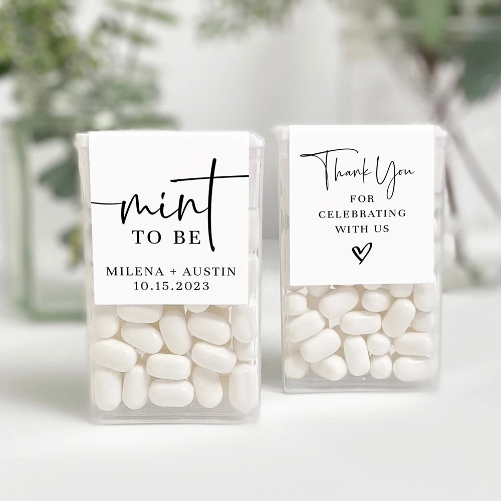 20Pcs Custom Mint to be Wedding Favor Stickers Wedding Candy Box Sticker Personalized Bridal Shower Engagement Party Label