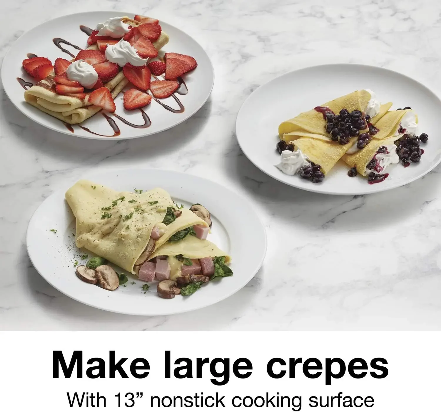 Electric Crepe Maker with 13” Nonstick Griddle for Eggs,Omelets and Quesadillas, W/ Temperature Control, Batter Cup,  (38400PS) 3