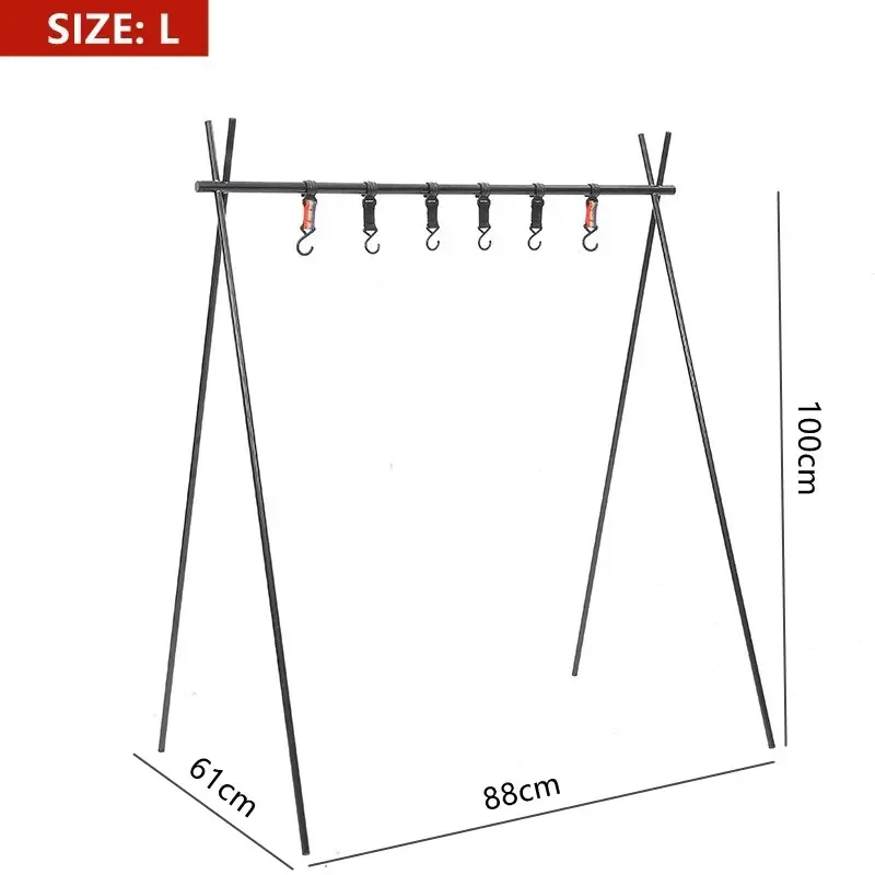 

Portable Tripod Stand Storage Rack Pan Foldable Hang Outdoor Hook Camping Lamp Cookware Hanging Clothes Folding Pot With