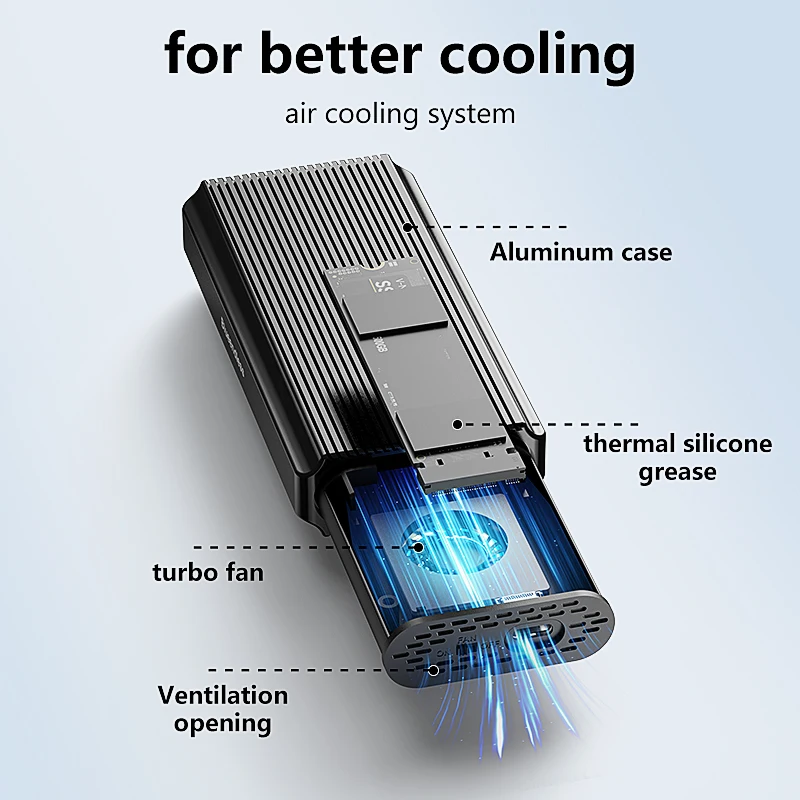 Blueendless 40Gbps M.2 NVMe SSD Enclosure M2 PCIe 4.0 NVME SSD Case M.2 to USB4.0 adaptor Aluminum Docking with Cooling Fan Ssd Enclosure Hard Drive Enclosure