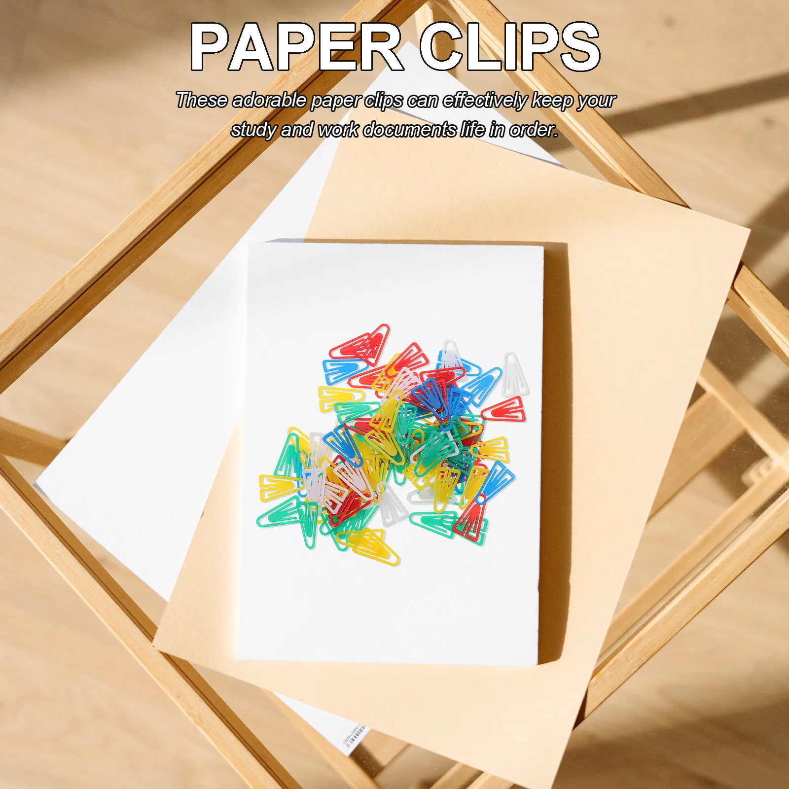 100Pcs 사랑스러운 삼각형 모양의 종이 클립 사무실 학교 홈 DIY 사진 앨범 북마크를위한 편리한 작은 컬러 종이 클립