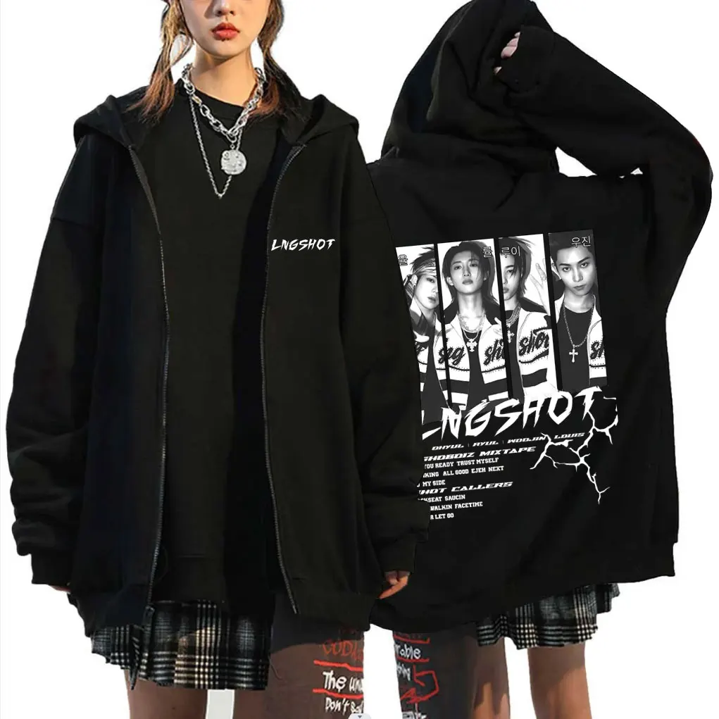 Koreanische Band Lngshot Jay Park 2026 Zipper-Hoodie für Herren und Damen – K-Pop Fashion Trend Reißverschlussjacke, Oversized Zip-Up Sweatshirt Mantel