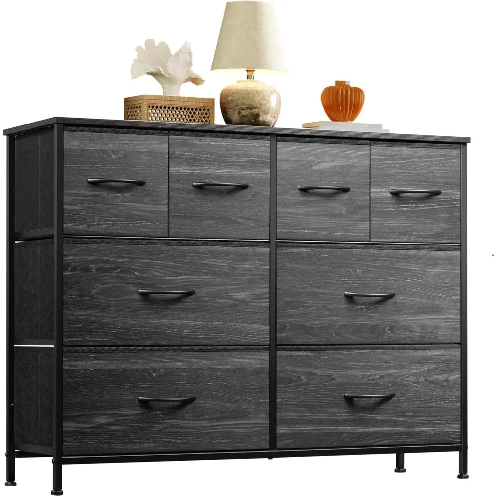 

Dresser for Bedroom With 8 Drawers Vanity Desk Hallway Closet Dressing Table Wide Fabric Dresser for Storage and Organization