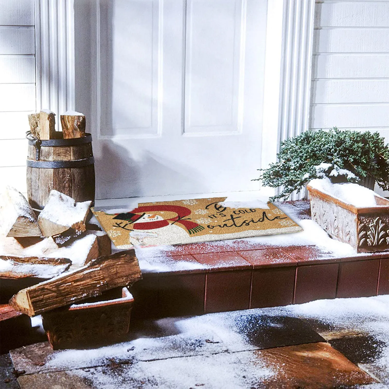 Enfeites De Natal Christmas Festival Decoration Front Door Carpet Indoor Outdoor Anti-Skid Mat Christmas Decorations