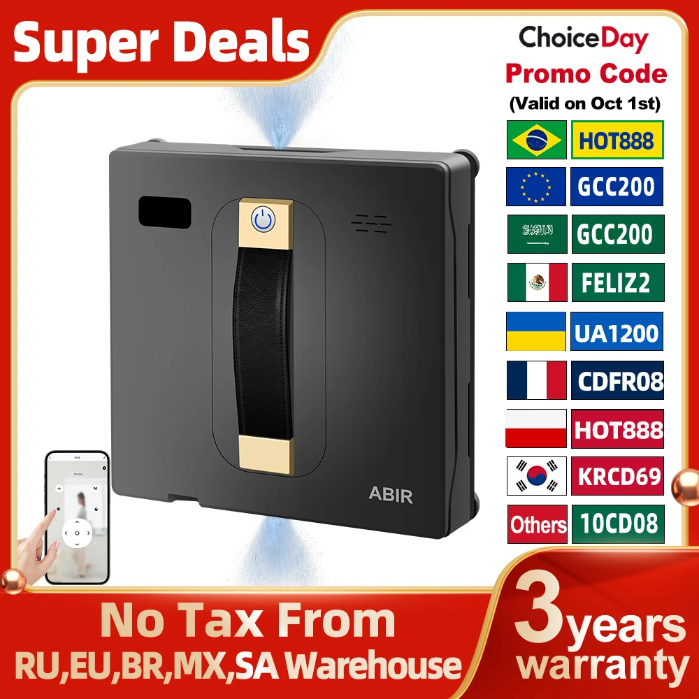 Robot Window cleaner ABIR WD8,Dual Water Spray,Smart Memory,High Vacuum Suction, Laser Sensor, Home Wall Glass Cleaning Robot - Trending Best Dropshipping Products with France Suppliers Product September 2026
