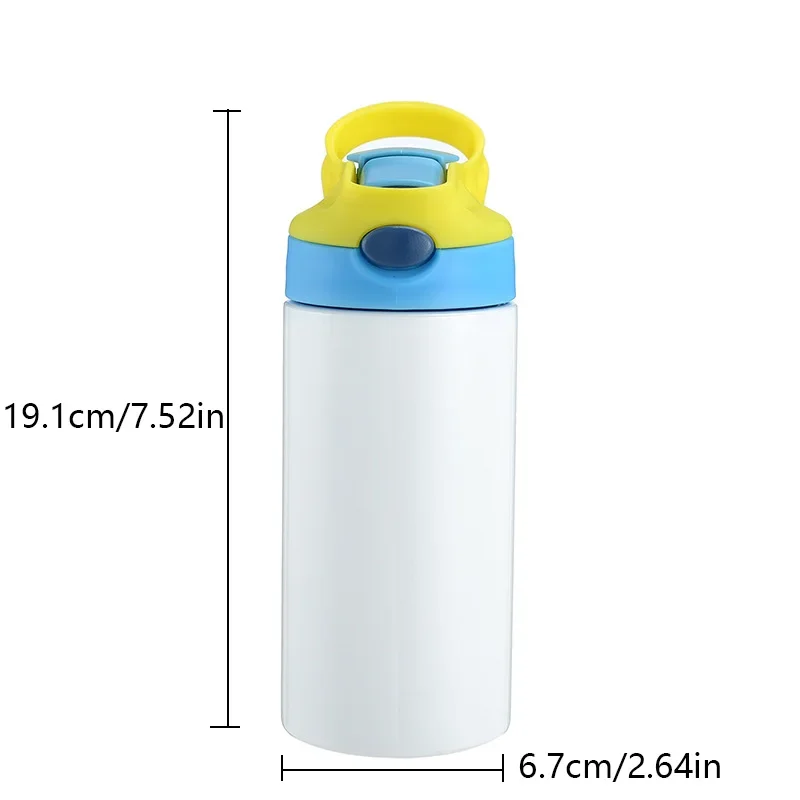 Description Picture 2 of item12oz Sublimation Straight Sippy Cup Flip Top Kids Bottle Stainless Steel Double Wall Water Tumbler With Straw Sippy Bottle