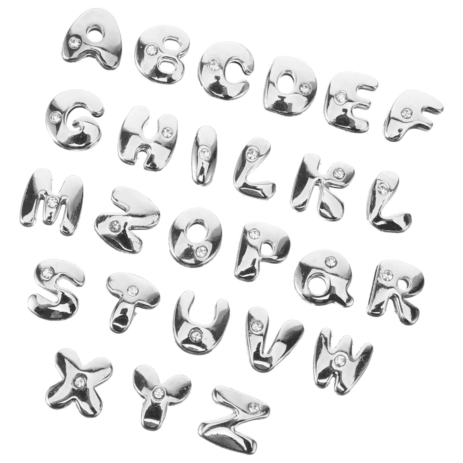 

26 Pcs Letter Beads Jewelry Ornaments Decorative Charms Key Chain Flatback Ball Earring