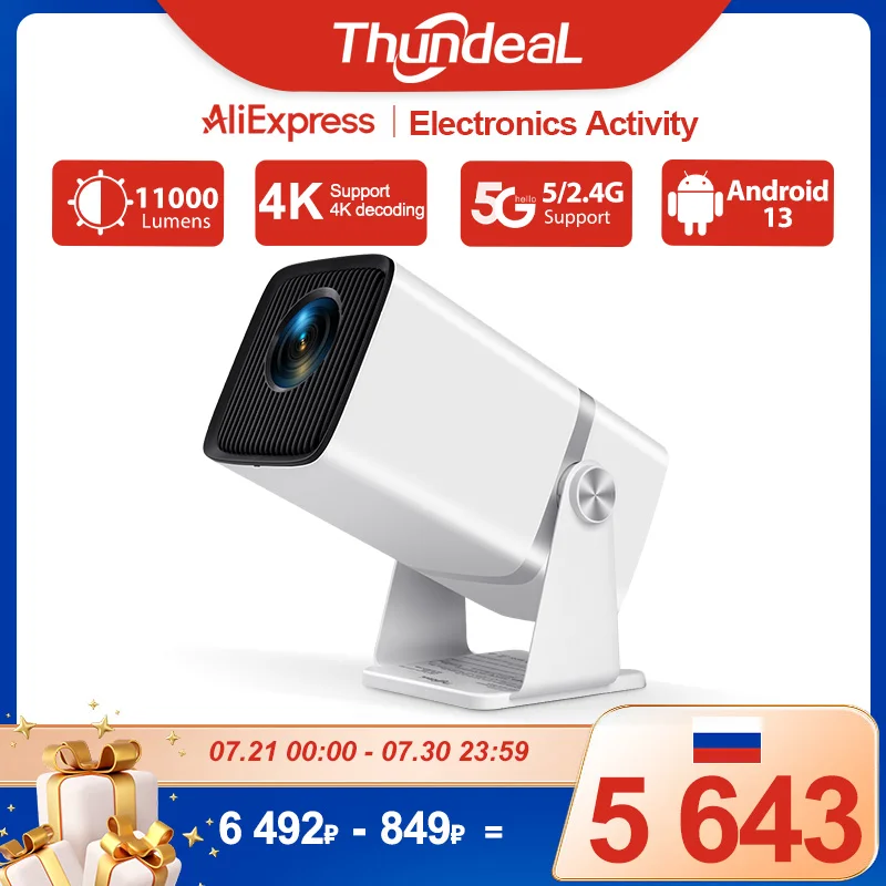 מקרן ThundeaL 4K Full HD FHD TD80W אנדרואיד WiFi 3D לקולנוע ביתי TD80 נייד Beam Mini Projector Meeting 3D Video PK HY320