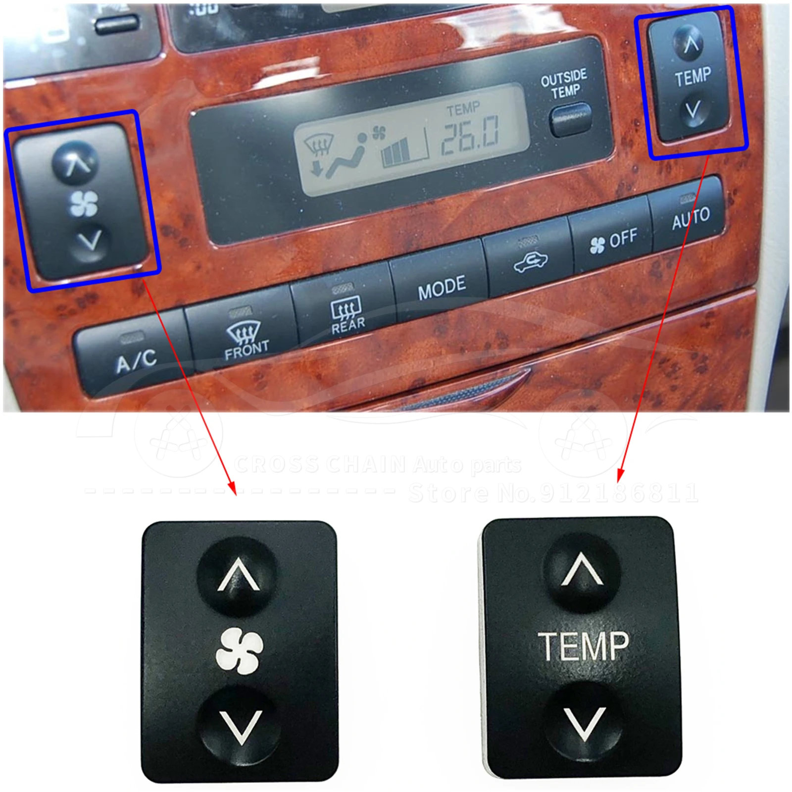 カーパーツトヨタカローラエアコン A/C パネルスイッチ温度制御