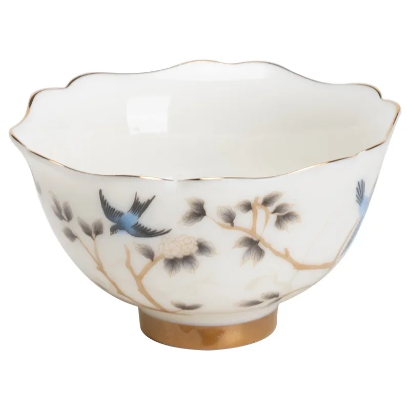 Personal High-end Tea Cup Household Ceramic Kung Fu Set Dehua Mutton Fat Jade White Porcelain Master Teaware Kitchen Dining Bar